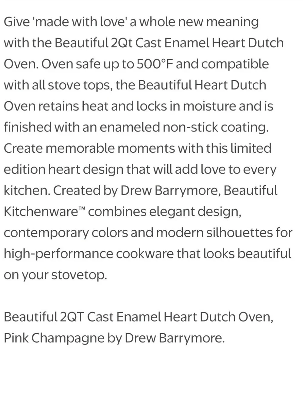 Beautiful 2QT Cast Iron Heart Dutch Oven- Pink